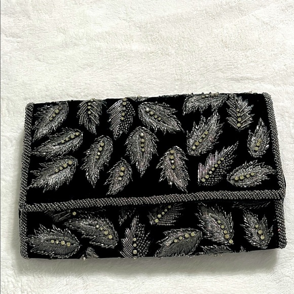 Handbags - Anthropology, Elegant dark green and Silver Clutch